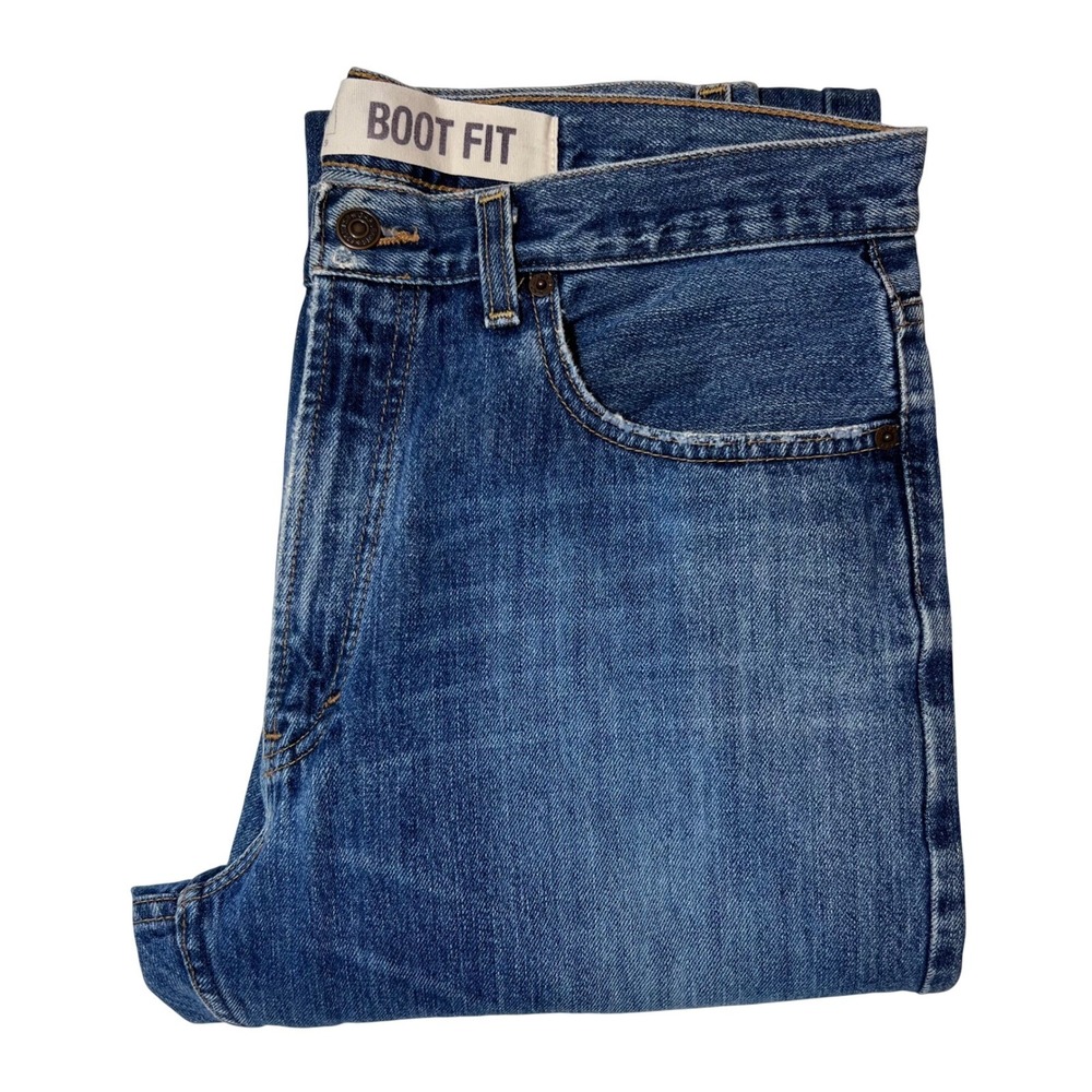 GAP‎ Mens Boot Fit Classic Denim Blue Jeans Zip Fly Light Distressing Size 33x32